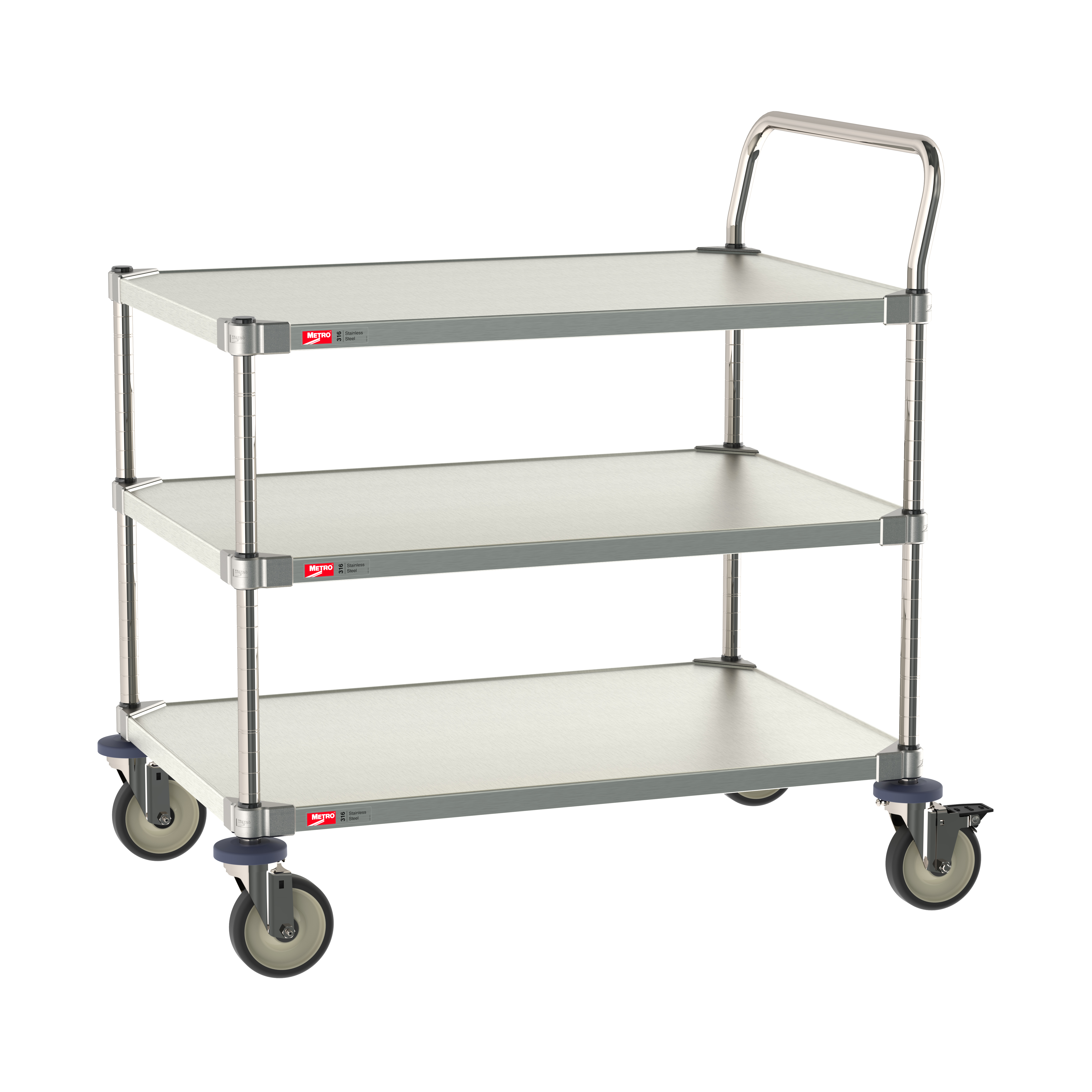Metro 316 stainless steel  3-Shelf Cart for Labs and Cleanrooms