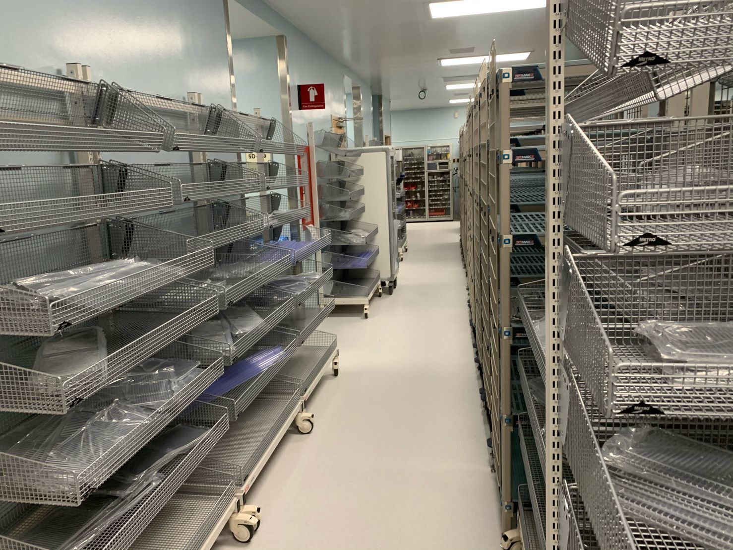 MetroMax and basket shelving in a medical facility 