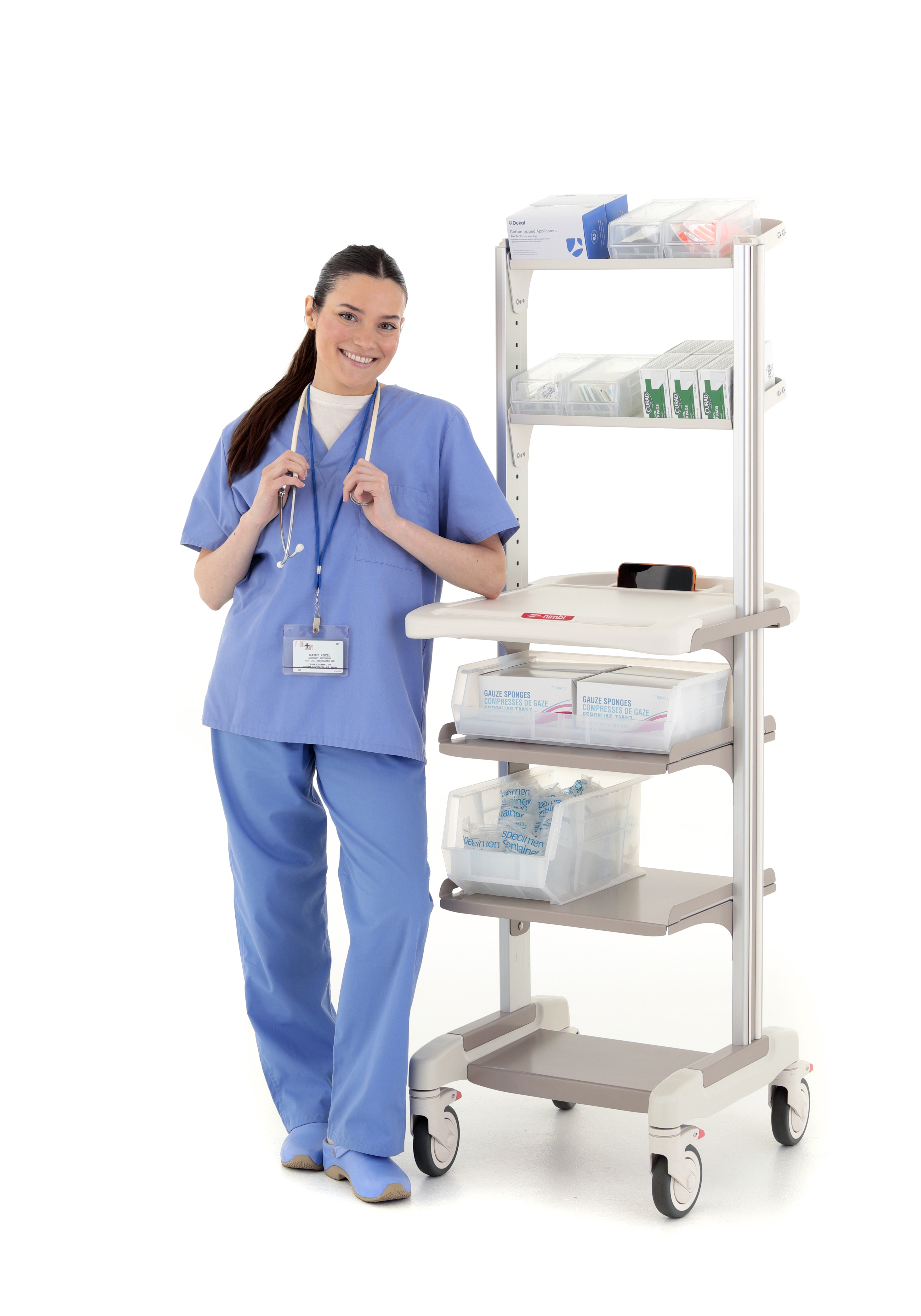 Metro nimb medical cart propped on white background