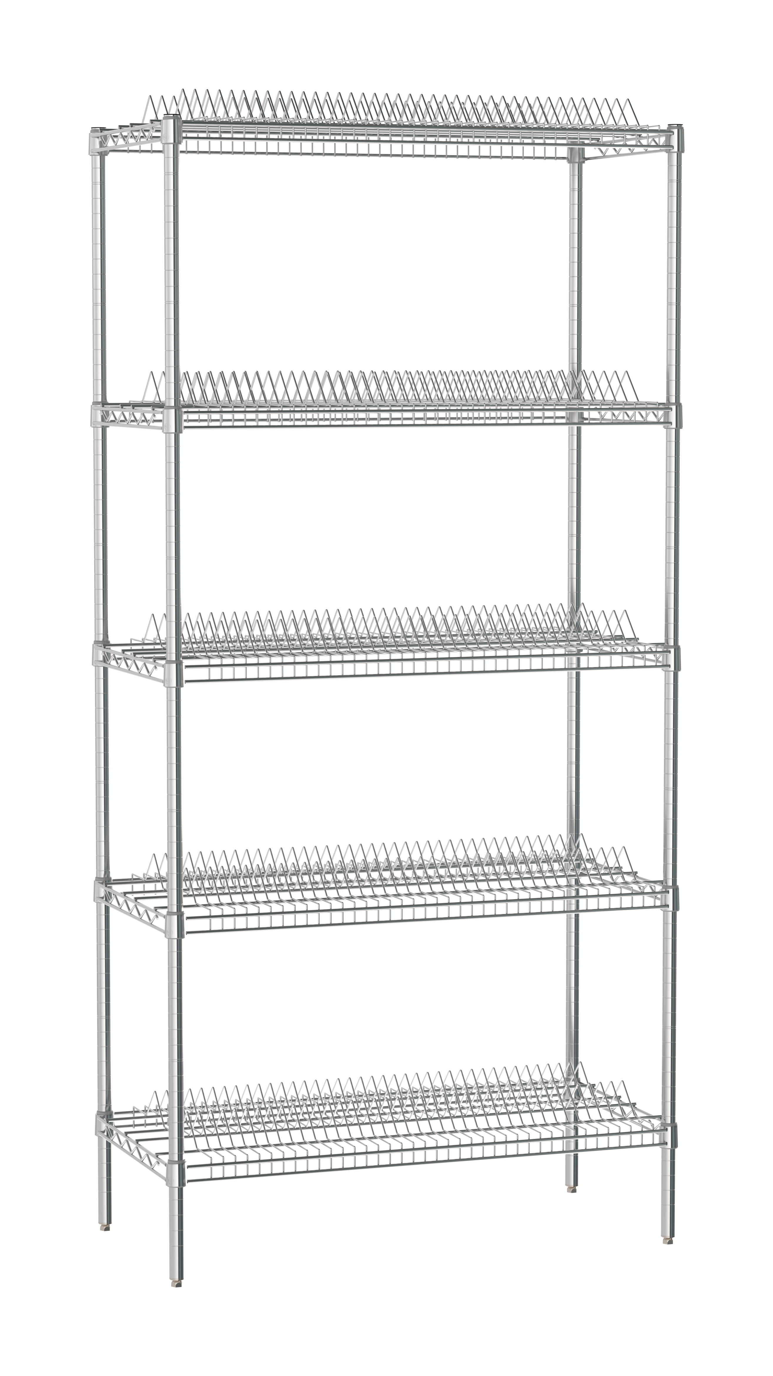 Metro chrome esd-safe reel shelving on a white background