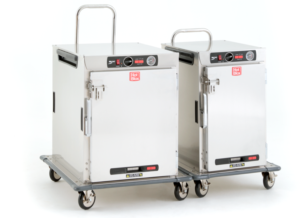 two metro hotblox transport cabinets on a white background