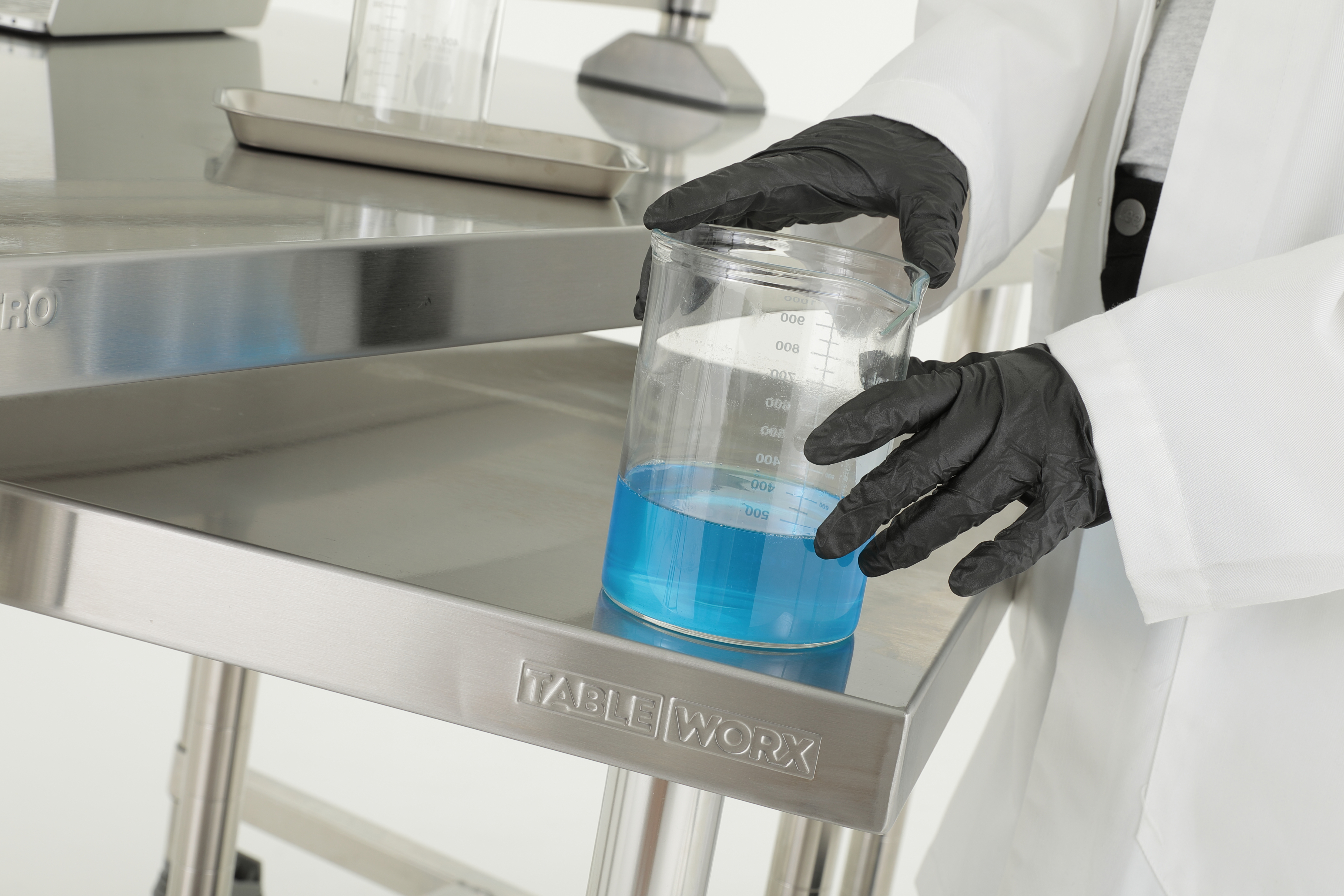 A Metro TableWorx stainless steel table in a lab environment 