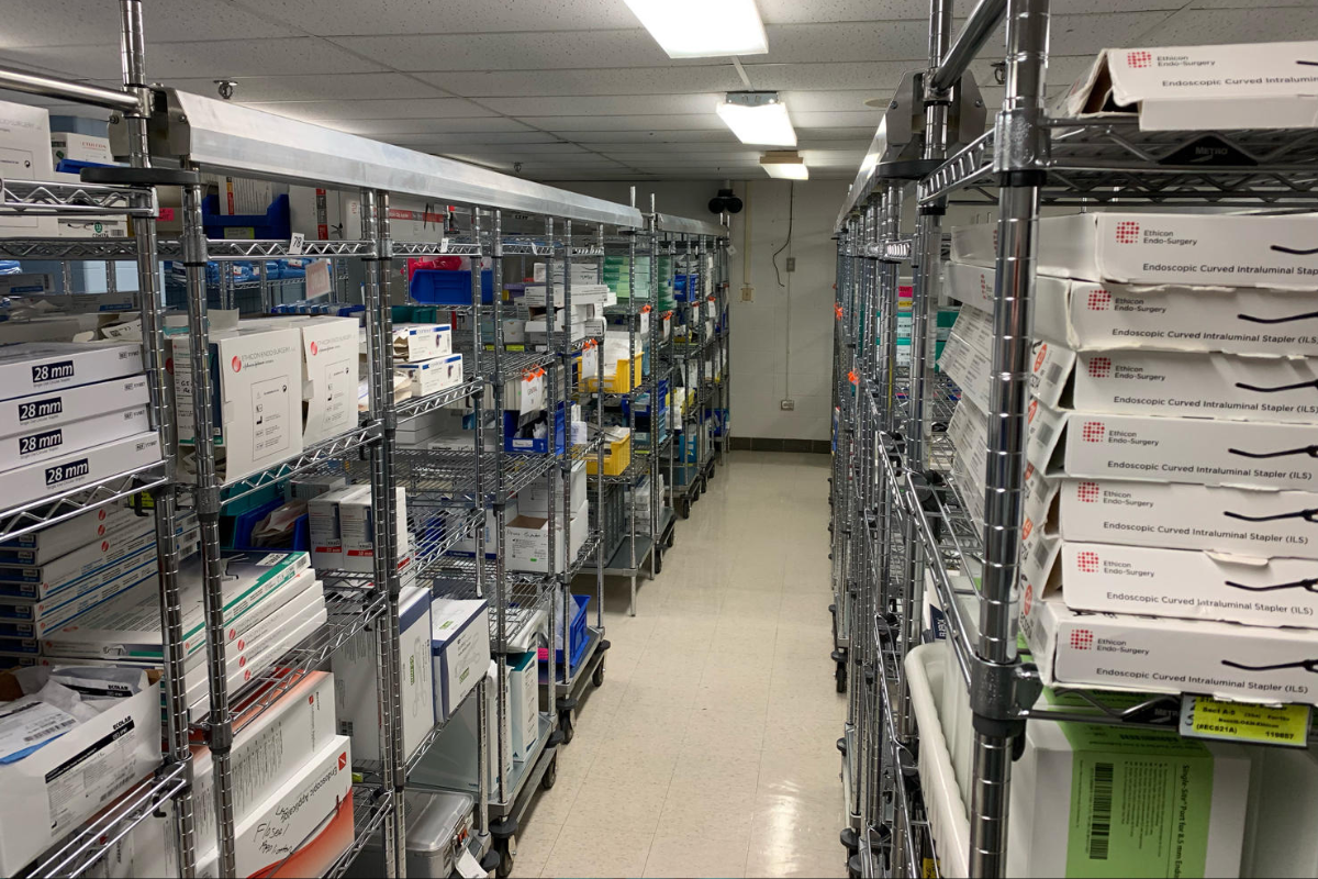 Metro Super Erecta wire shelving high-density track system